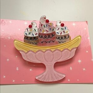 Lipstick and chrome sundae pin- NWT